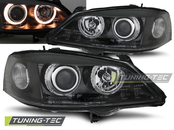 Scheinwerfer Angel Eyes passend für Opel Astra G Bj. 98-05 Schwarz