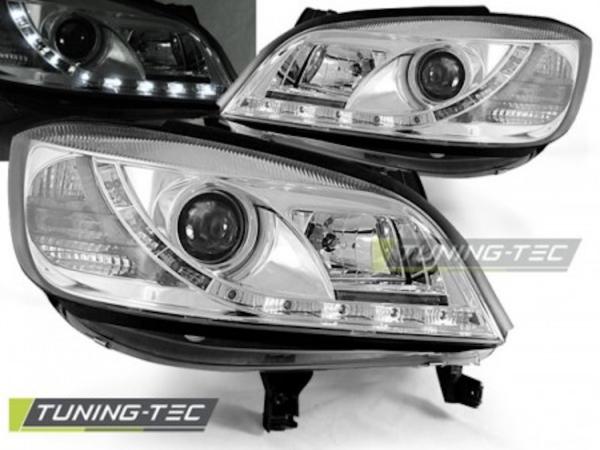 Scheinwerfer LED Tagfahrlicht Optik passend für Opel Zafira A Bj. 99-06 Chrom