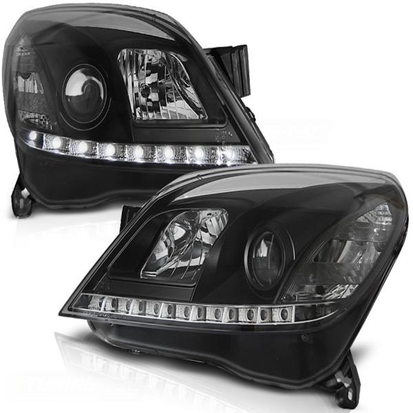 Scheinwerfer LED Tagfahrlicht Optik passend für Opel Astra H Bj. 04-09 Schwarz
