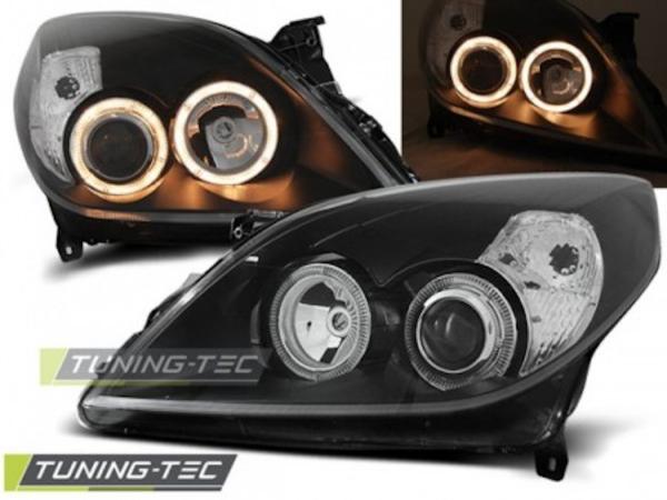 Scheinwerfer Angel Eyes passend für Opel Vectra C / Signum Facelift Bj. 05-08 Schwarz