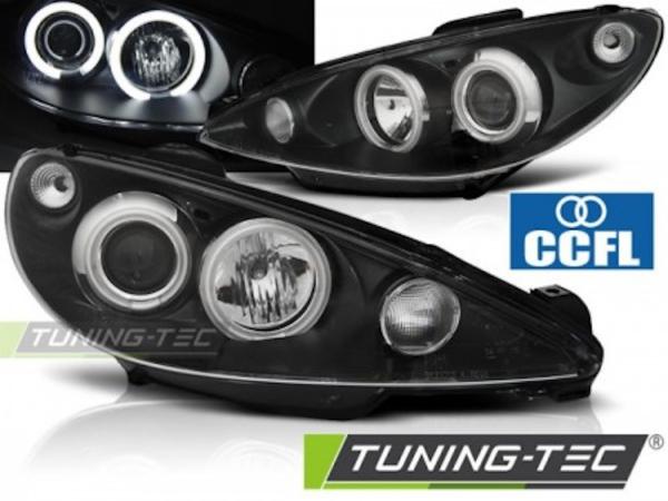 Scheinwerfer CCFL Angel Eyes passend für Peugeot 206 Bj. 98-06 Schwarz