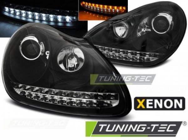 Xenon Scheinwerfer LED Tagfahrlicht Optik passend für Porsche Cayenne 955 02-06 Schwarz