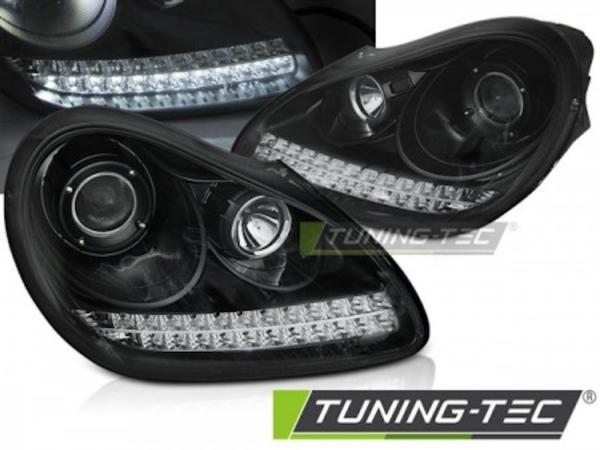 Xenon Scheinwerfer LED Tagfahrlicht Optik passend für Porsche Cayenne 955 02-06 Schwarz