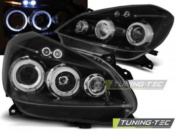 Scheinwerfer Angel Eyes passend für Renault Clio 3 Bj. 05-09 Schwarz