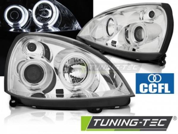 Scheinwerfer CCFL Angel Eyes passend für Renault Clio 2 Bj. 01-05 Chrom
