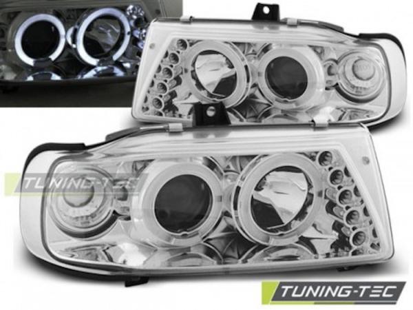 LED Angel Eyes Scheinwerfer passend für Seat Ibiza 6K / Cordoba 93-99 chrom