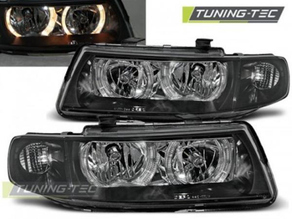 Scheinwerfer Angel Eyes passend für Seat Leon 1M / Toledo 1M Bj. 99-06 Schwarz