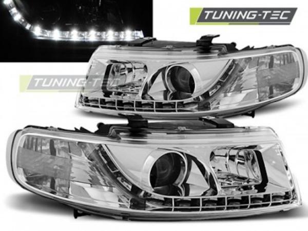 Scheinwerfer LED Tagfahrlicht Optik passend für Seat Leon 1M / Toledo 1M Bj. 99-06 Chrom
