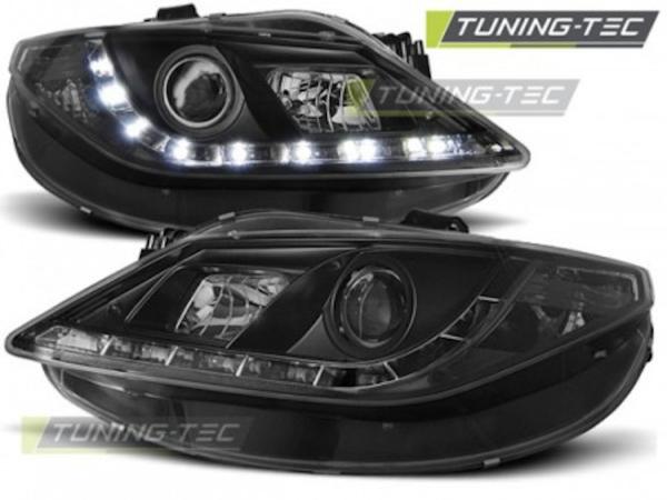 Scheinwerfer LED Tagfahrlicht Optik passend für Seat Ibiza 6J Bj. 08-12 Schwarz