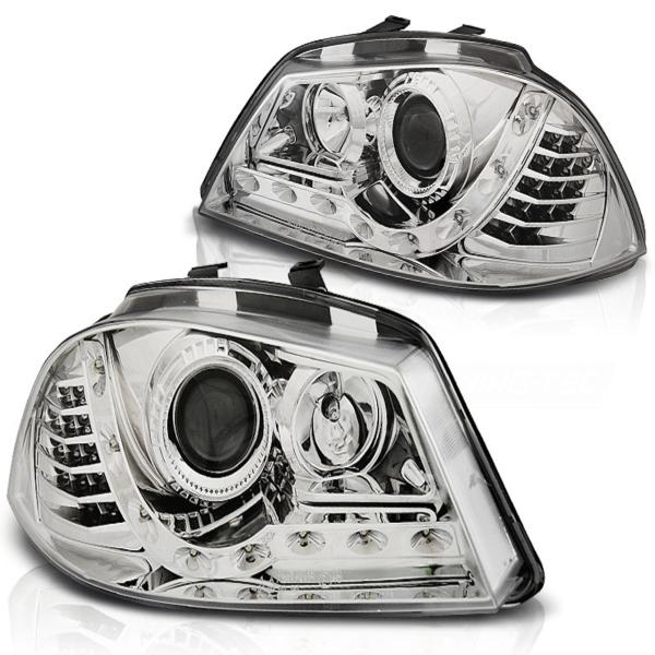 Scheinwerfer LED Tagfahrlicht Optik passend für Seat Ibiza 6L 02-09 Chrom LED Blinker