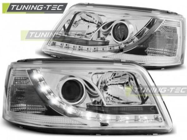 Scheinwerfer LED Tagfahrlicht Optik passend für VW T5 Bj. 03-09 Chrom