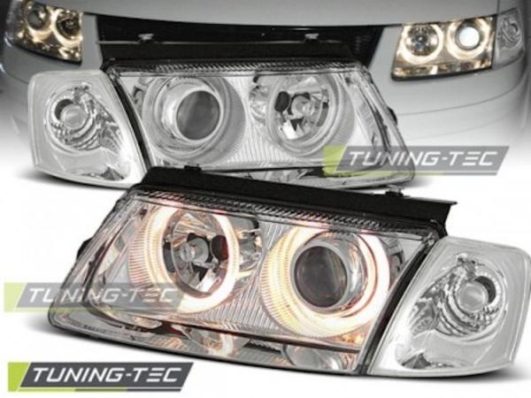 Scheinwerfer Angel Eyes passend für VW Passat 3B Bj. 96-00 Chrom