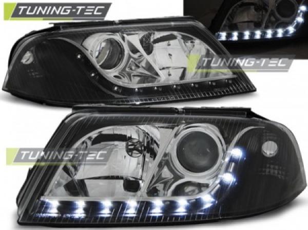 Scheinwerfer LED Tagfahrlicht Optik passend für VW Passat 3BG Bj. 00-05 Schwarz