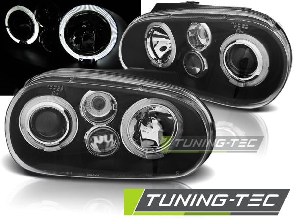 LED Angel Eyes Scheinwerfer passend für VW Golf 4 97-03 schwarz