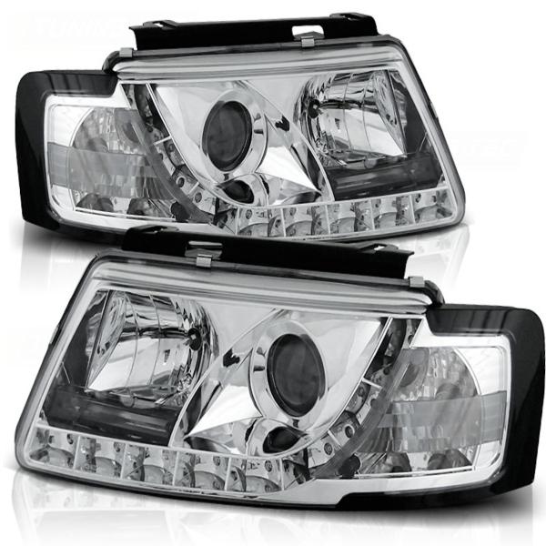 Scheinwerfer LED Tagfahrlicht Optik passend für VW Passat 3B Bj. 96-00 Chrom