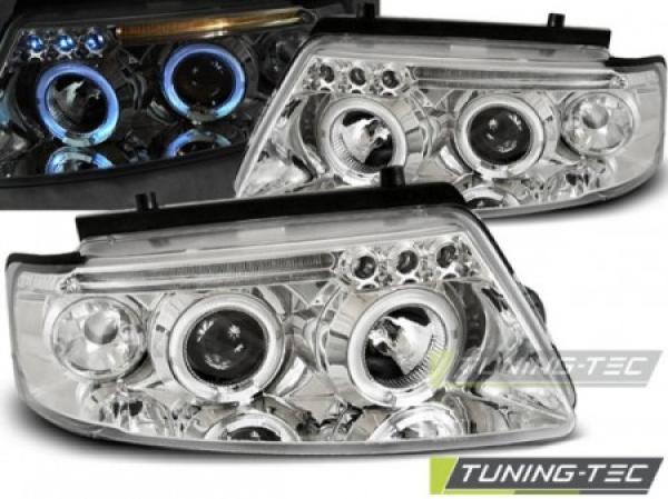 Scheinwerfer Angel Eyes passend für VW Passat 3B Bj. 96-00 Chrom
