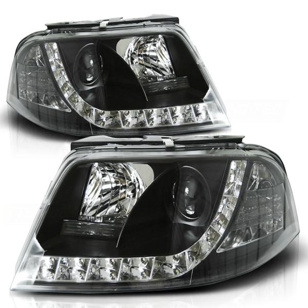 Scheinwerfer LED Tagfahrlicht Optik passend für VW Passat 3BG Bj. 00-05 Schwarz
