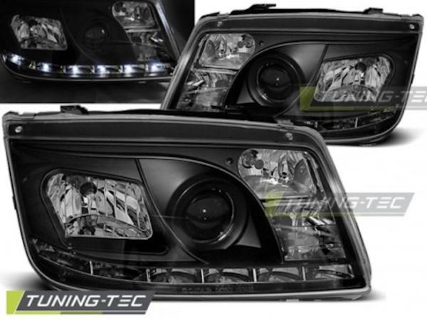 LED Tagfahrlicht Design Scheinwerfer passend für VW Bora 98-05 schwarz
