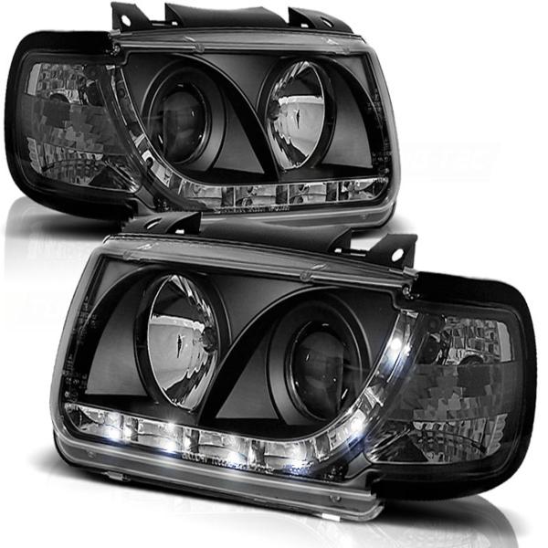 Scheinwerfer LED Tagfahrlicht Optik passend für VW Polo 6N Bj. 94-99 Schwarz