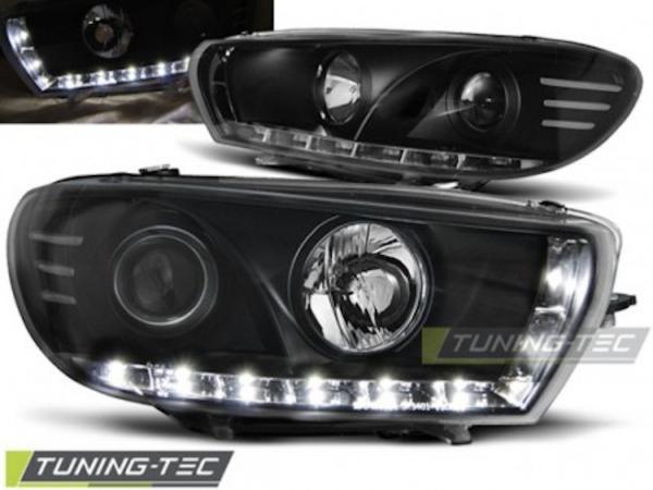 Scheinwerfer LED Tagfahrlicht Optik passend für VW Scirocco 3 Bj. 08-14 Schwarz