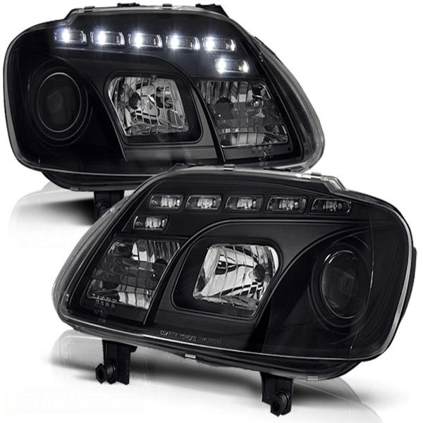 Scheinwerfer LED Tagfahrlicht Optik passend für VW Touran 1T / Caddy 3 (2K) Schwarz