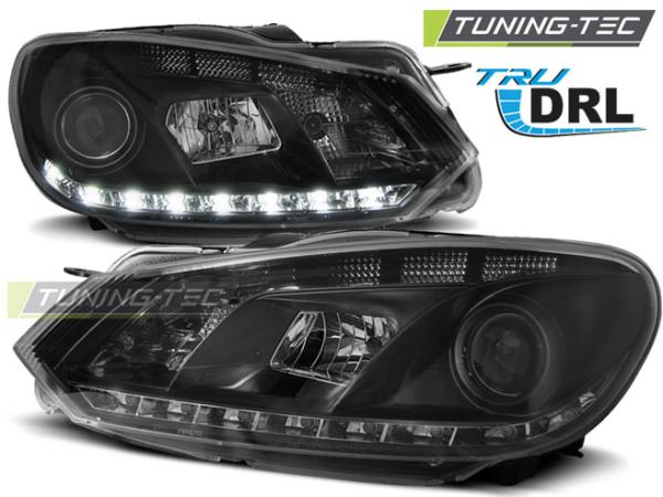 LED Tagfahrlicht Scheinwerfer passend für VW Golf 6 08-12 schwarz