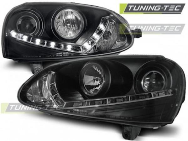 Scheinwerfer LED Tagfahrlicht Optik passend für VW Golf 5 Jetta 5 Bj. 03-10 Schwarz