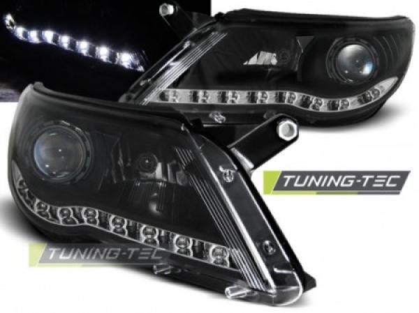 Scheinwerfer LED Tagfahrlicht Optik passend für VW Tiguan 5N Bj. 07-11 Schwarz