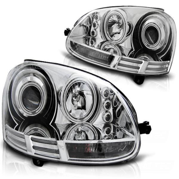 Scheinwerfer CCFL Angel Eyes passend für VW Golf 5 Jetta 5 Bj. 03-10 Chrom