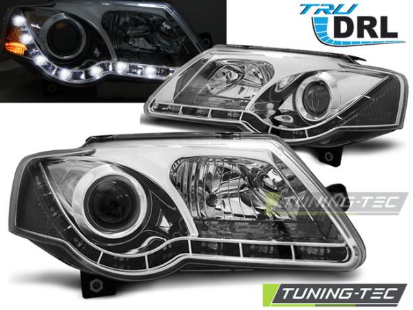 LED Tagfahrlicht Scheinwerfer passend für VW Passat 3C B6 05-10 chrom