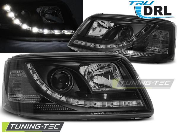 LED Tagfahrlicht Scheinwerfer passend für VW T5 03-09 schwarz