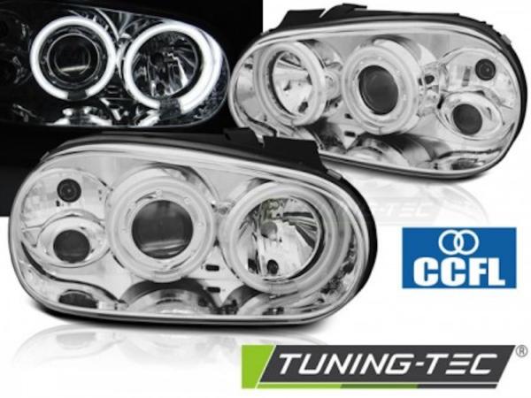 Scheinwerfer CCFL Angel Eyes passend für VW Golf 4 Bj. 97-03 Chrom mit Nebelscheinwerfer