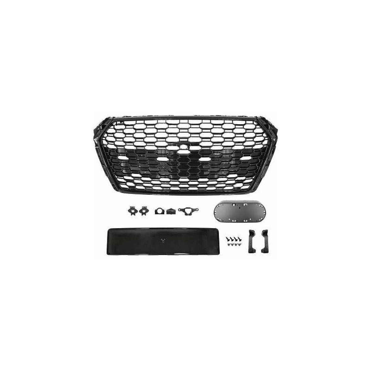 Sportgrill Frontgrill Kühlergrill Wabengrill passend für Audi A4 B9 Grill ohne Emblem ab 16- Schwarz Glanz