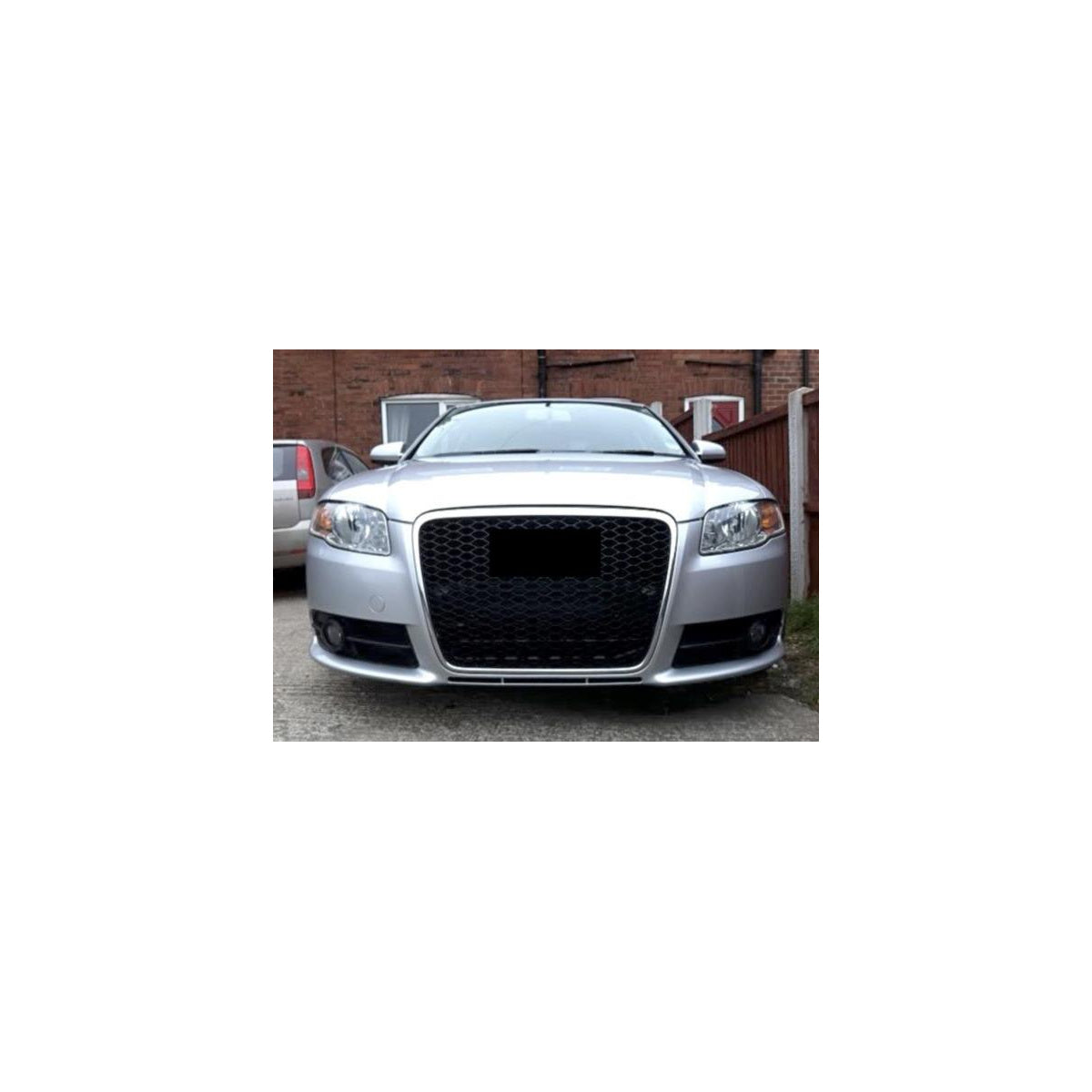 Calandre sport noire/argent avec support de plaque compatible avec Audi A4 B7