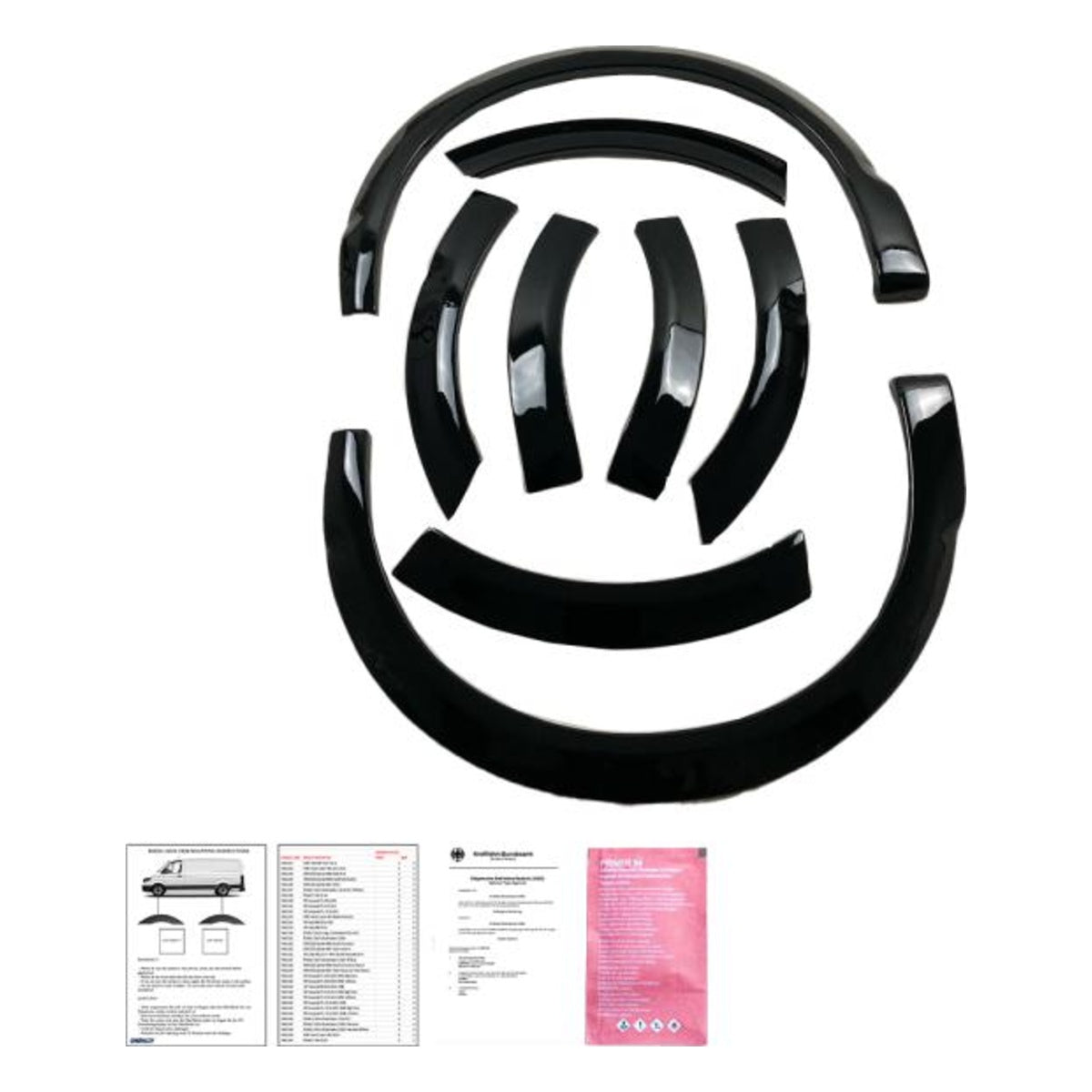 Radlaufleisten Radlaufschutz Radlaufabdeckung / Radlaufverbreiterung Set passend für VW T6.1 Transporter / Caravelle / Multivan 19-23 Hochglanz schwarz mit ABE