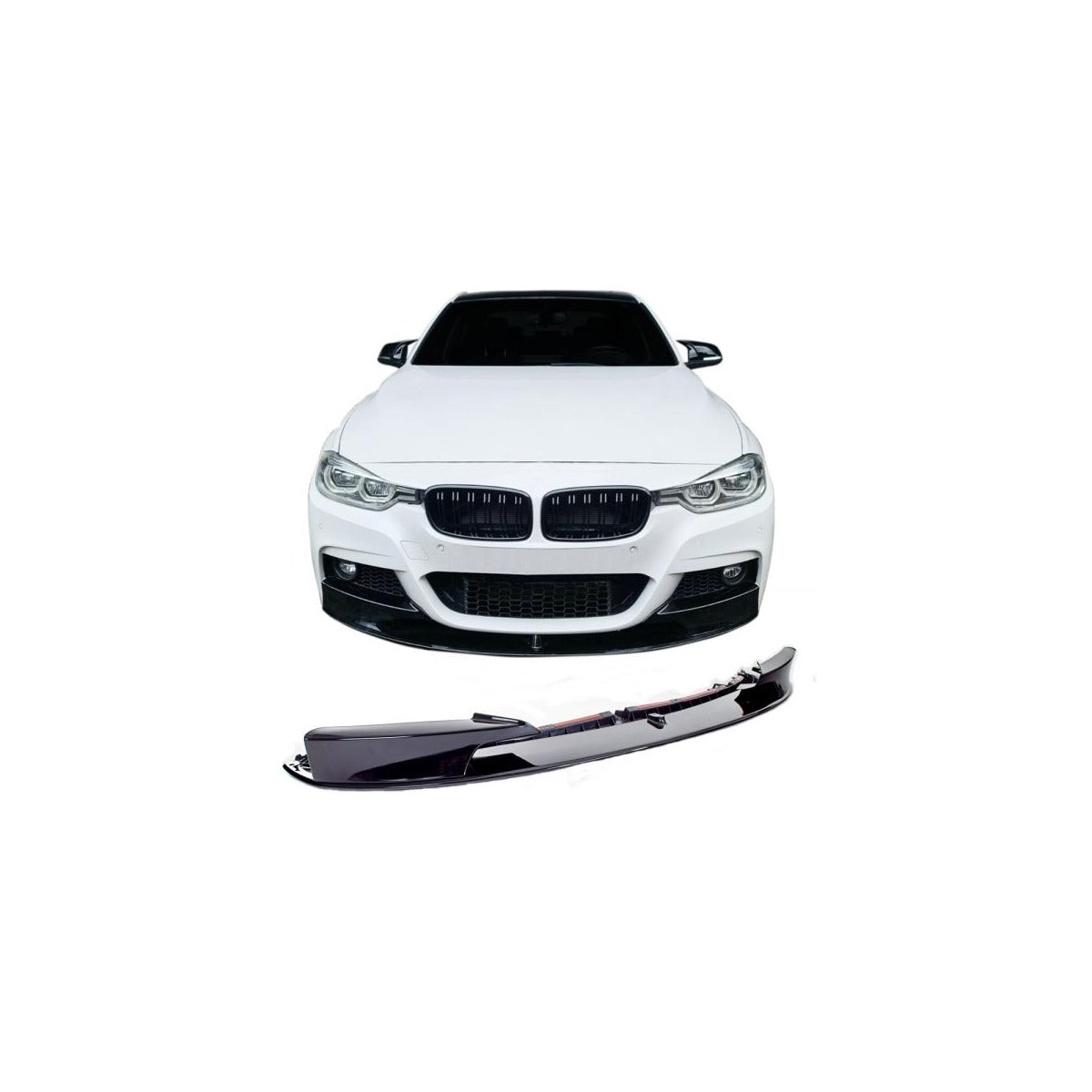 Spoiler avant, lèvre de spoiler avant, flap avant, spoiler, splitter noir brillant + ABE + convient pour BMW F30, F31, 10/2011-2019 (convient uniquement au pack M)