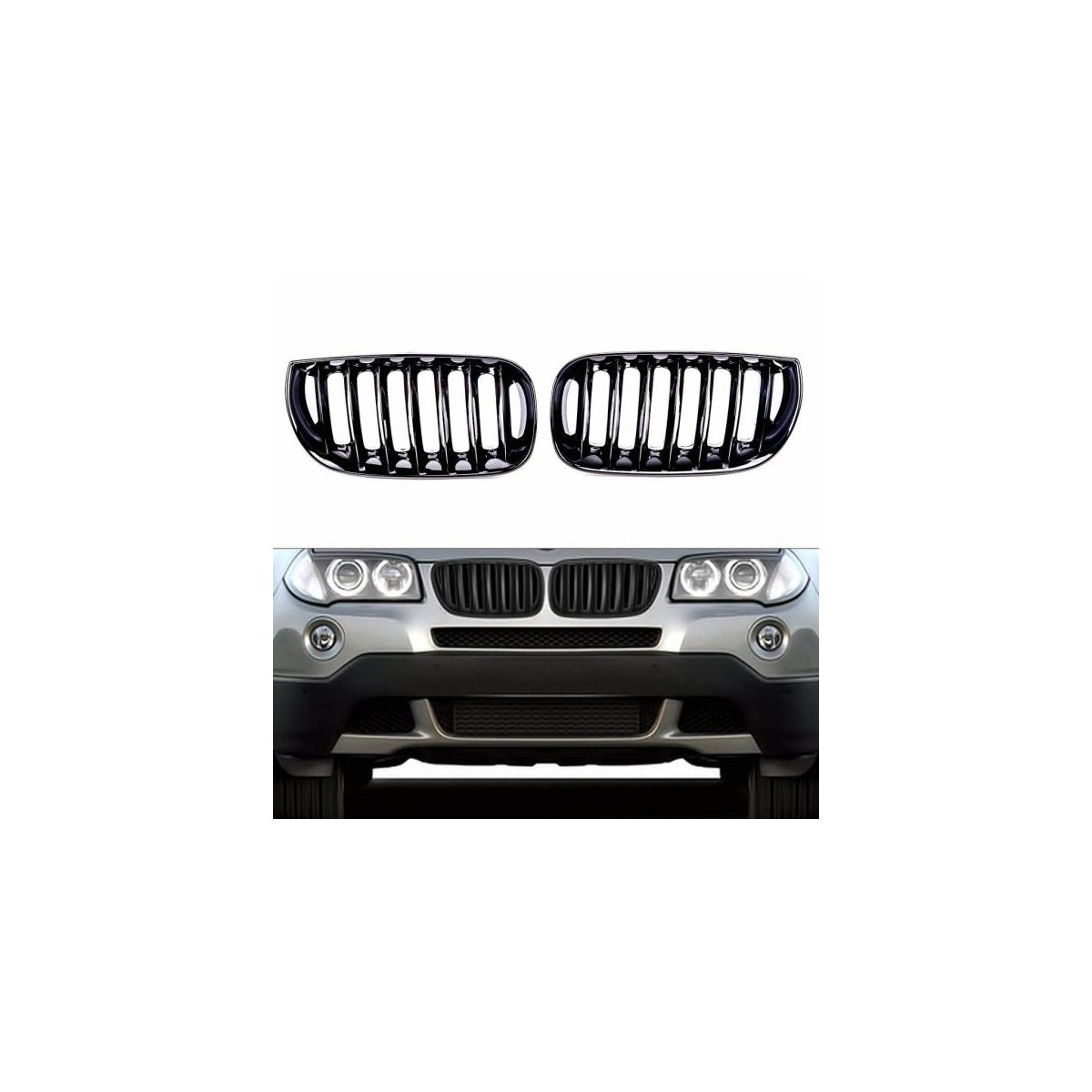 Calandre sport compatible avec BMW X3 E83 03-06 noir brillant