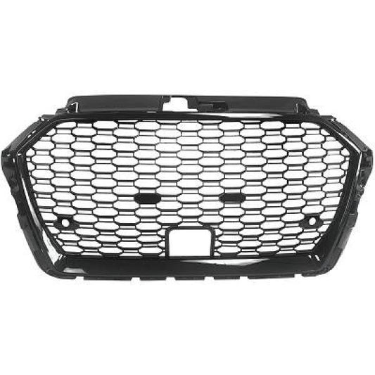 Frontgrill schwarz Sport mit Kennzeichenhalter passend für Audi A3, 8V Facelift ab 2016