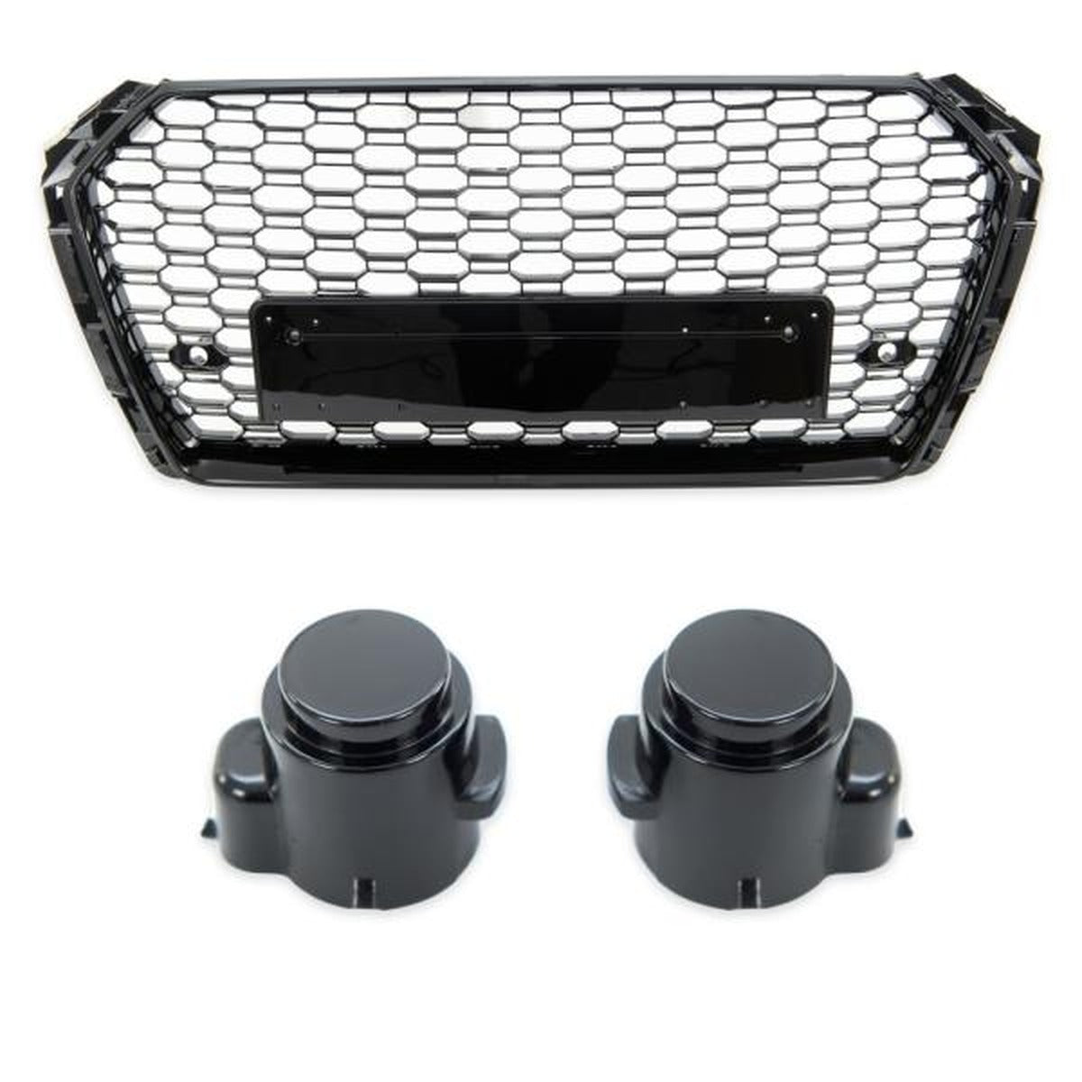 Calandre nid d'abeille noir brillant compatible avec Audi A4 B9 de 2015 à 2019, pas pour RS4