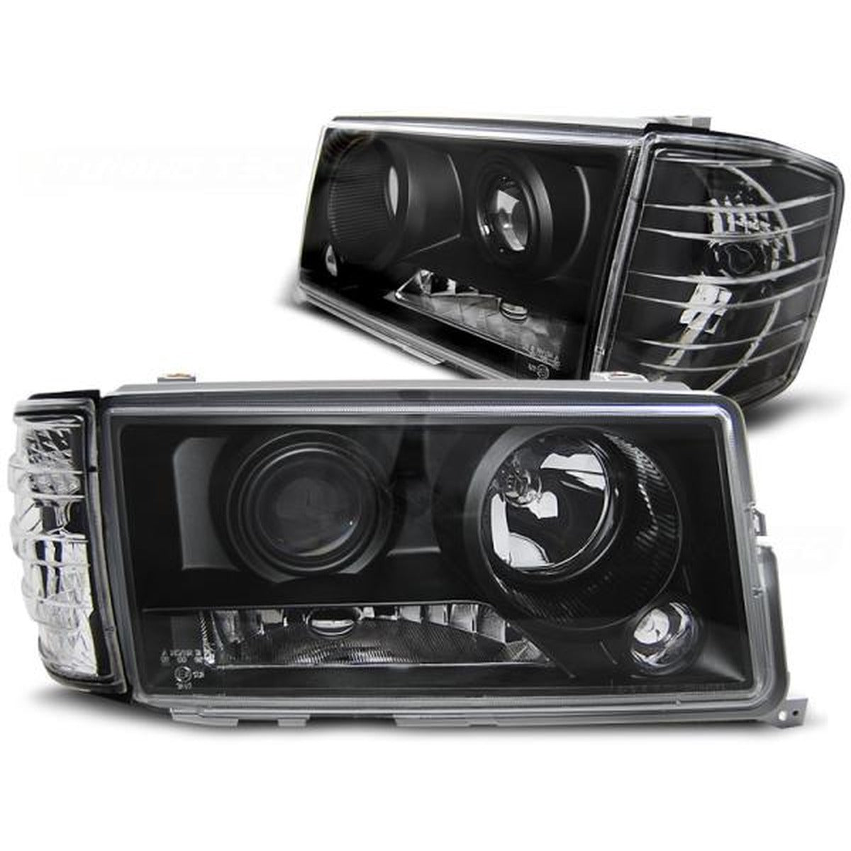 Phare projecteur verre transparent compatible avec Mercedes 190 W201 82-93 noir