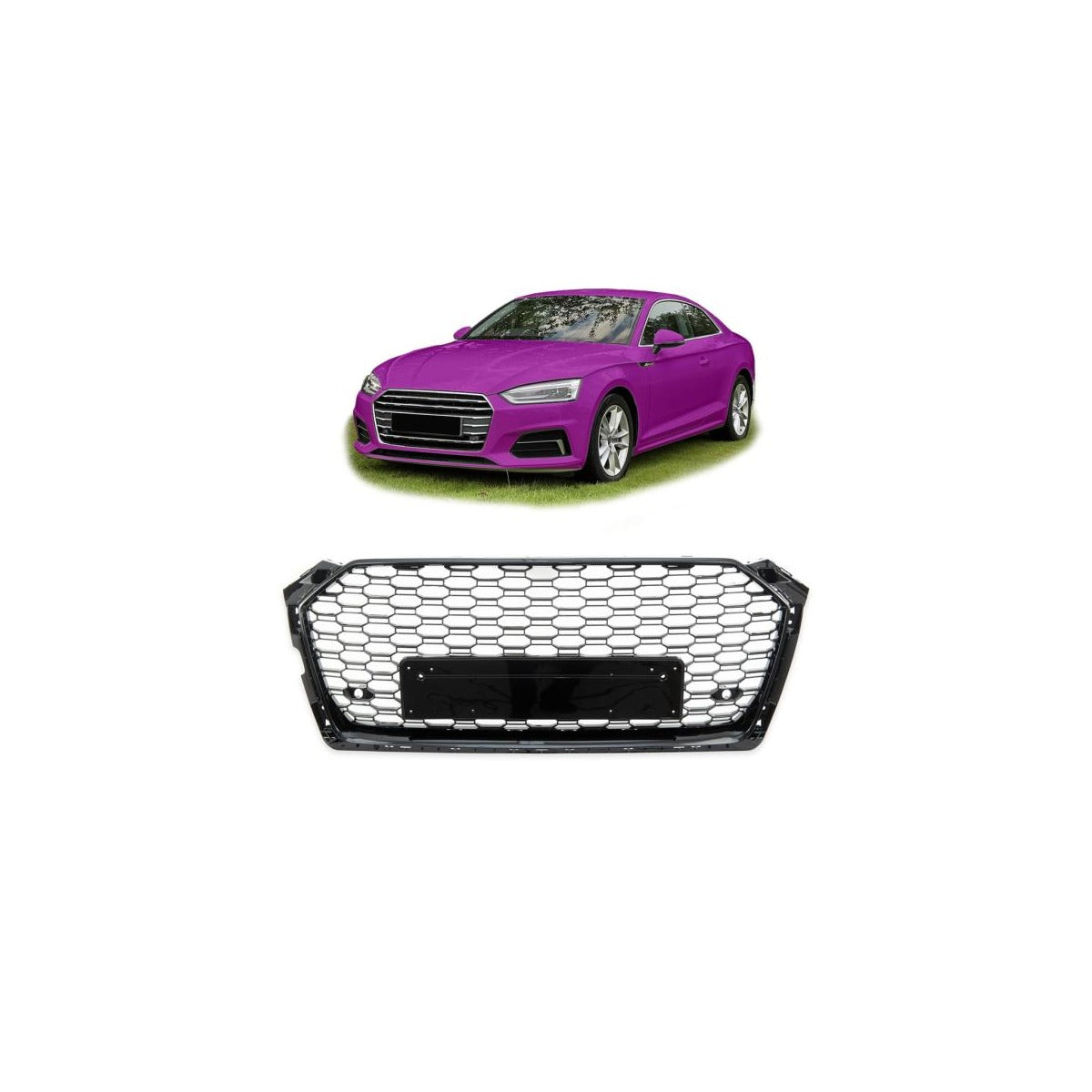 Calandre nid d'abeille noir brillant complète compatible avec Audi A5 F5 sauf RS5