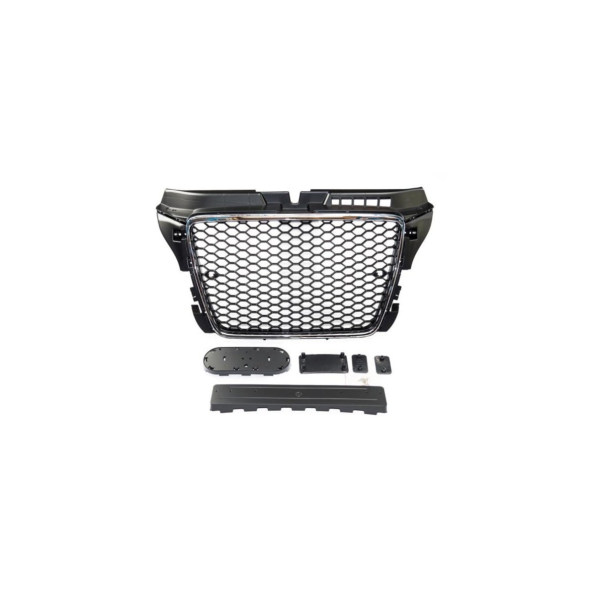 Calandre nid d'abeille noir chrome compatible avec Audi A3 8P Facelift 08-13 sauf S et RS3