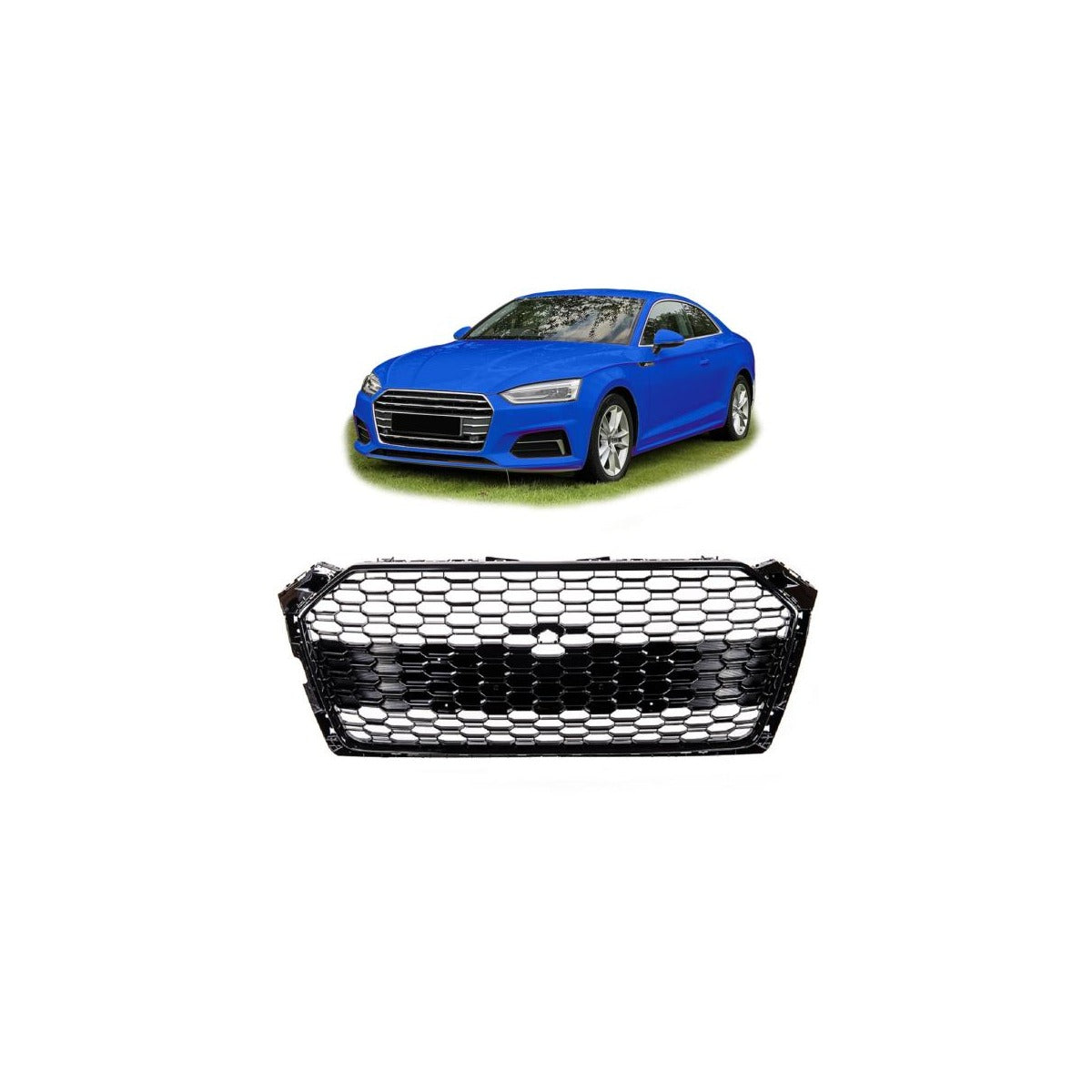 Calandre nid d'abeille noir brillant compatible Audi A5 F5, sauf S5 RS5
