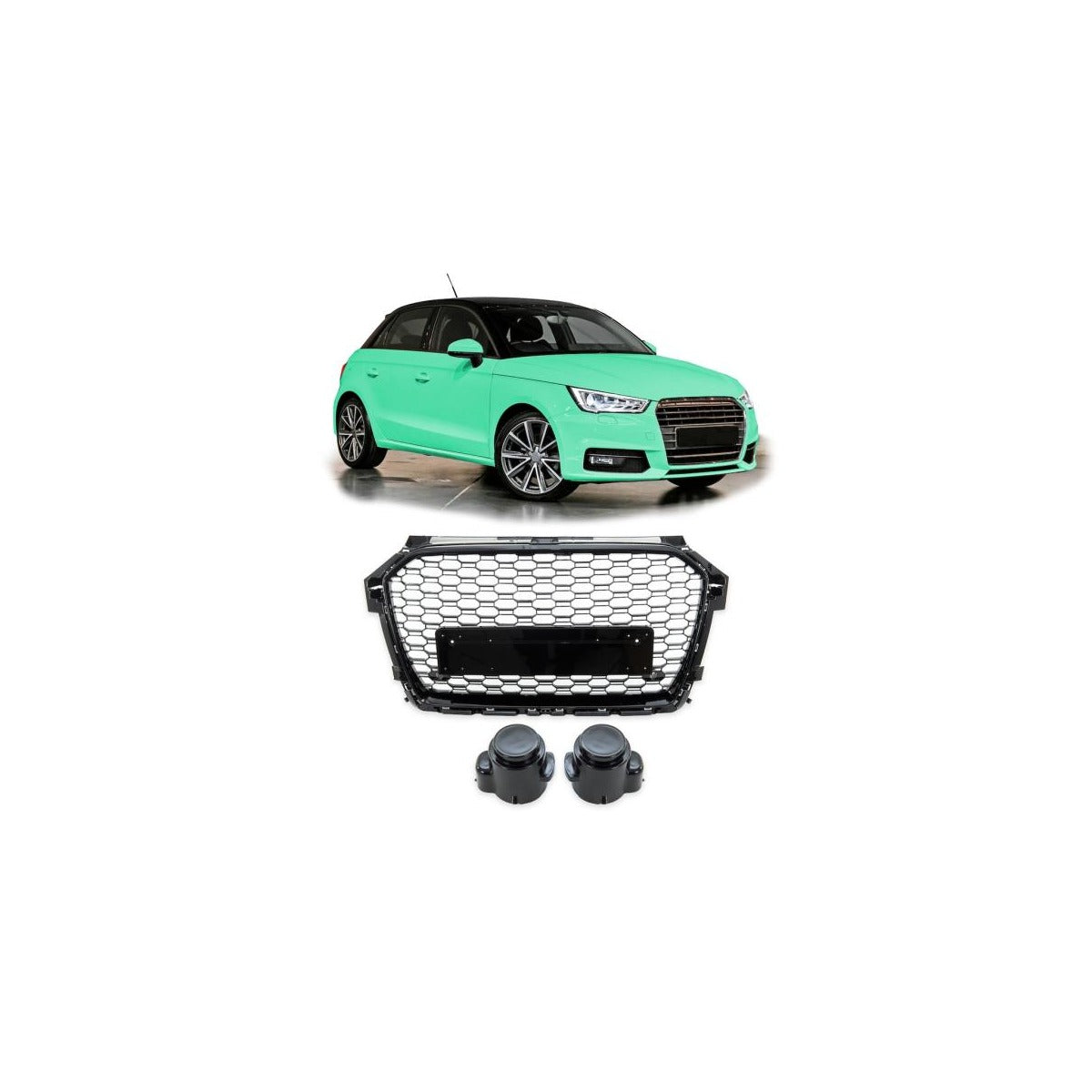 Calandre en nid d'abeille noir brillant pour Audi A1 8X Facelift 2015