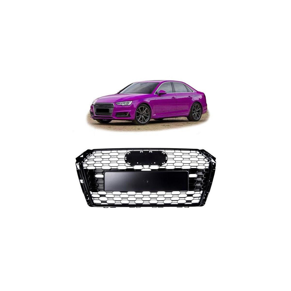 Calandre nid d'abeille noir brillant pour Audi A4 B9 Facelift à partir de 2015, sauf RS4
