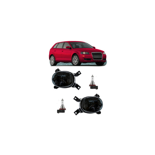Set Nebelscheinwerfer Smoke Schwarz +H11 passend für Audi A3 8P 03-12 A4 8E B7 04- – Bild 1