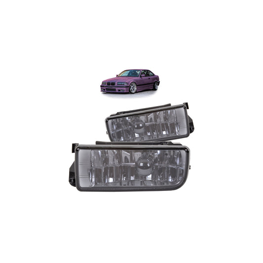 Set Nebelscheinwerfer Schwarz Smoke Rauchglas passt für alle Typen passend für BMW E36 91-99 – Bild 1