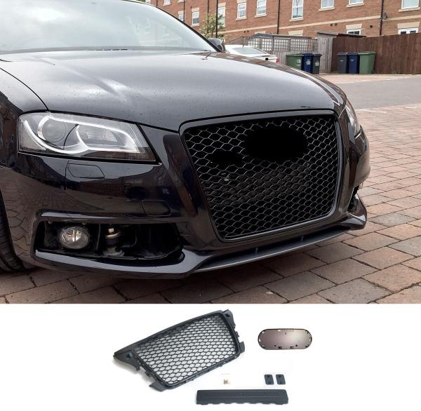 Frontgrill Sport schwarz mit Emblem und Kennzeichenhalter passend für den Audi A3 8P