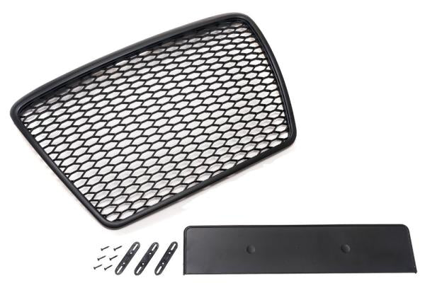 Sportgrill Frontgrill Kühlergrill Wabengrill Passend für Audi A6 4F 05-08 Wabengrill Sport Front Grill Spiegelkappen Alu Look