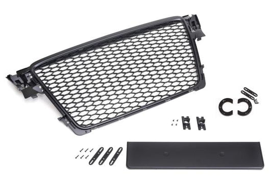 Frontgrill Sport Waben-Grill Lüftungsgitter passend für Audi A4 B8 07-12 Schwarz Glanz